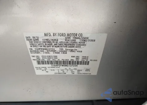 2011 Ford Taurus Limited z USA, uszkodzony, nr VIN 1FAHP2FW0BG127224